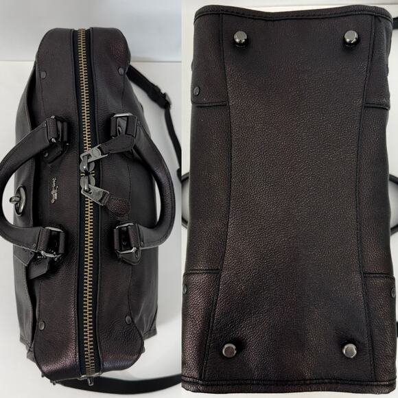 COACH Rhyder Leather Satchel Tote Bag Metallic Two-Tone Bronze Carryall 33739 - Picture 5 of 15